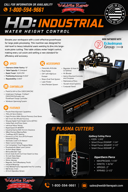 HD Industrial — Water Height Control Plasma Table