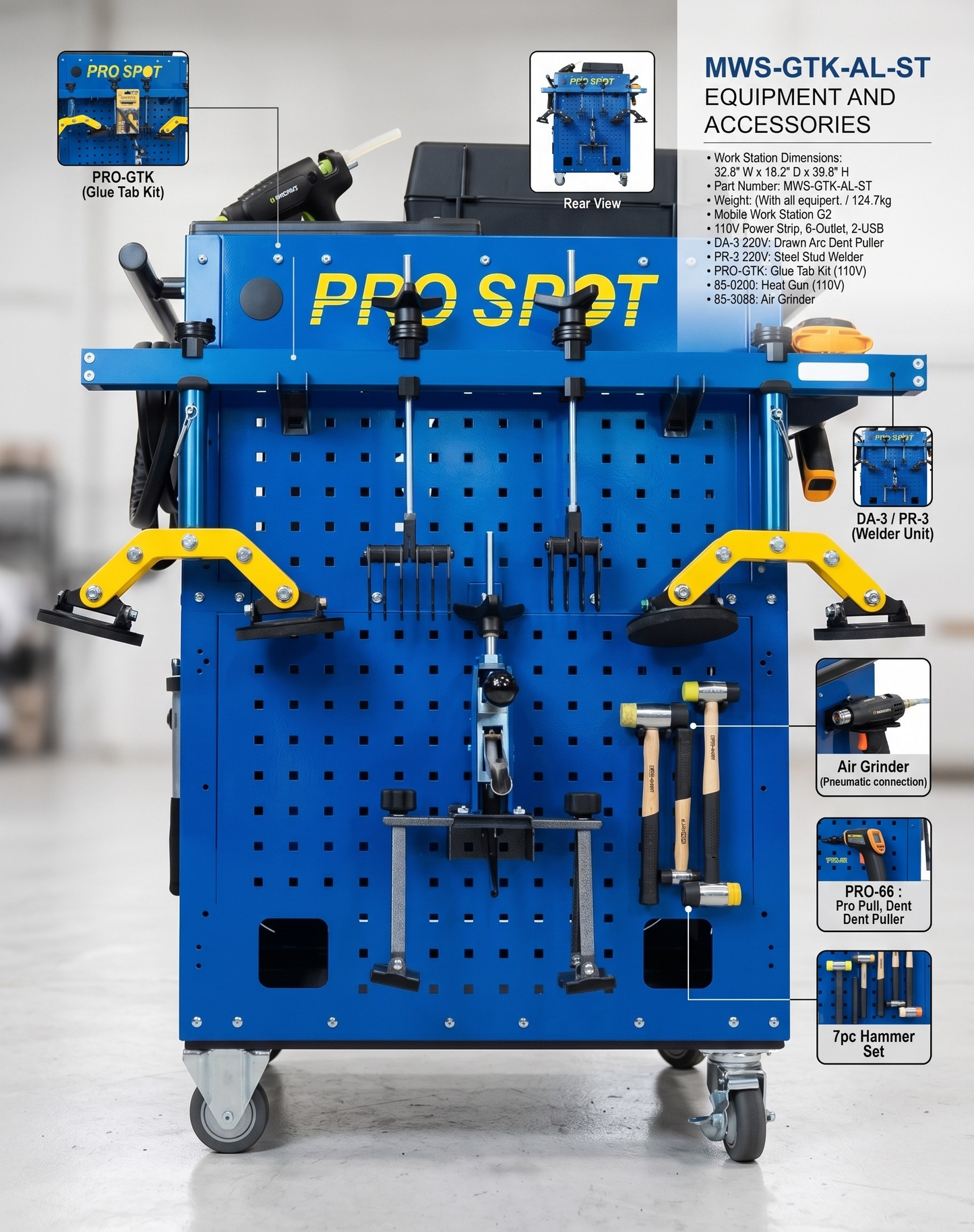 MWS-GTK-AL-ST | ALUMINUM, STEEL AND GLUE DENT REPAIR STATION